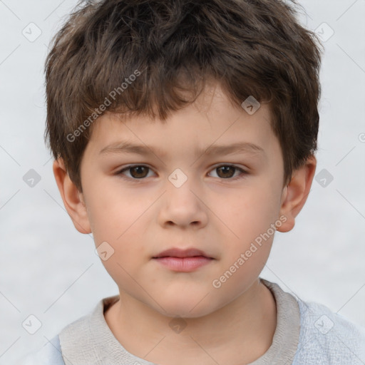 Neutral white child male with short  brown hair and brown eyes