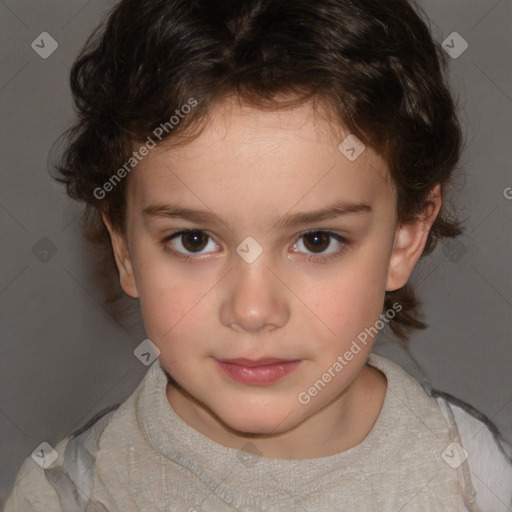 Neutral white child female with medium  brown hair and brown eyes