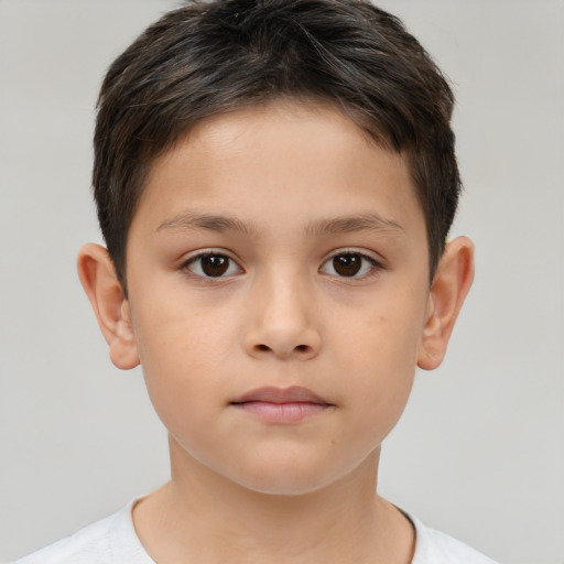 Neutral white child male with short  brown hair and brown eyes