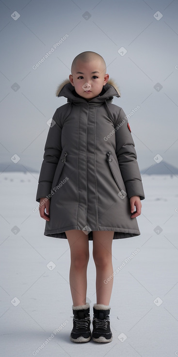 Mongolian child girl with  gray hair