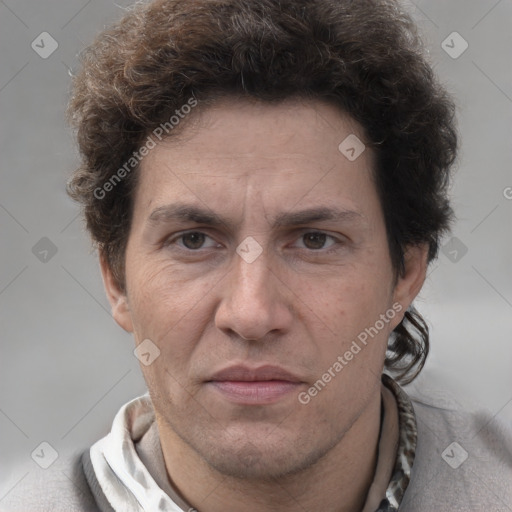 Neutral white adult male with short  brown hair and brown eyes