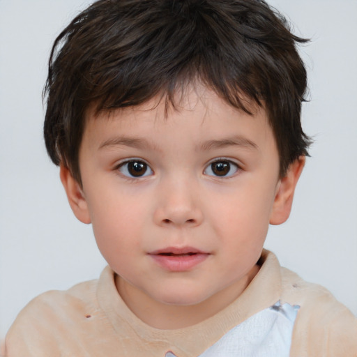 Neutral white child male with short  brown hair and brown eyes