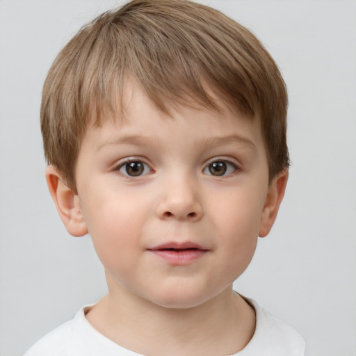 Neutral white child male with short  brown hair and brown eyes