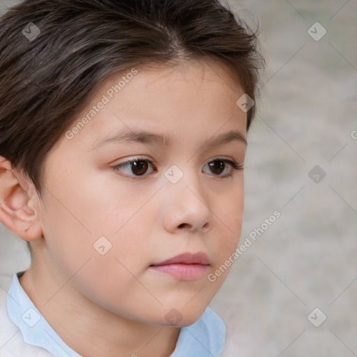 Neutral white child female with short  brown hair and brown eyes