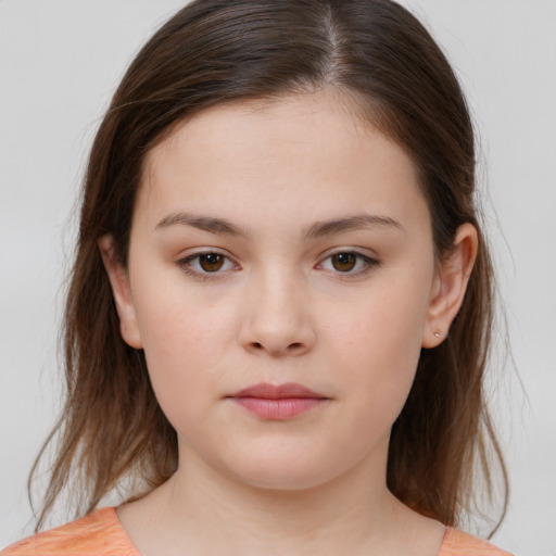 Neutral white child female with medium  brown hair and brown eyes