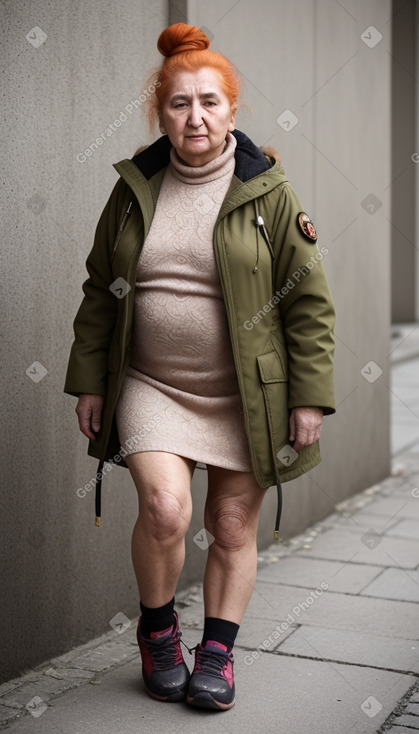 Azerbaijani elderly female with  ginger hair