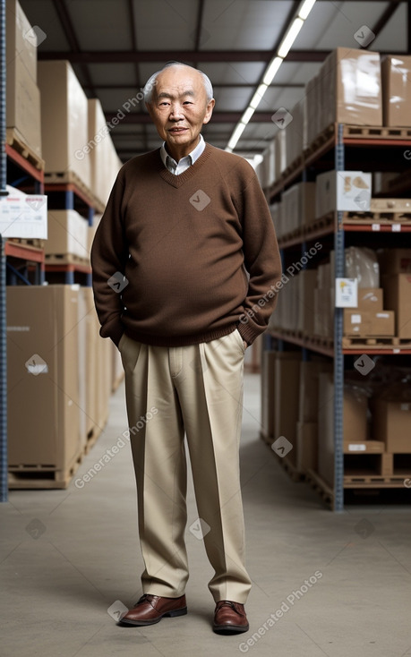 Chinese elderly male with  brown hair