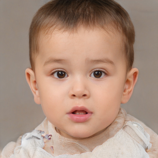 Neutral white child male with short  brown hair and brown eyes