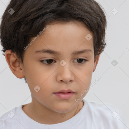 Neutral white child female with short  brown hair and brown eyes