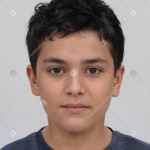 Neutral white child male with short  brown hair and brown eyes