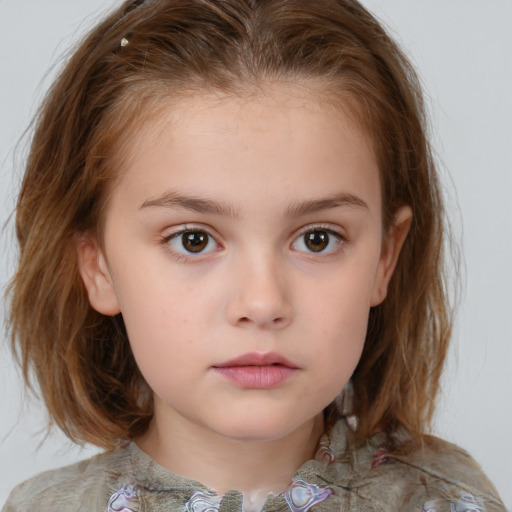 Neutral white child female with medium  brown hair and brown eyes