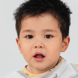 Neutral asian child male with short  brown hair and brown eyes