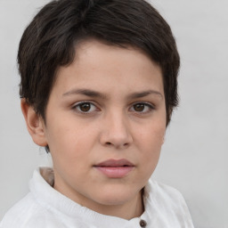 Neutral white young-adult female with short  brown hair and brown eyes