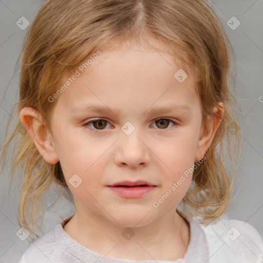 Neutral white child female with medium  brown hair and brown eyes