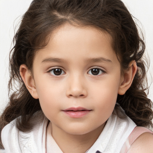 Neutral white child female with medium  brown hair and brown eyes