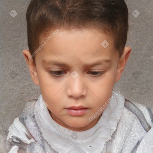 Neutral white child male with short  brown hair and brown eyes