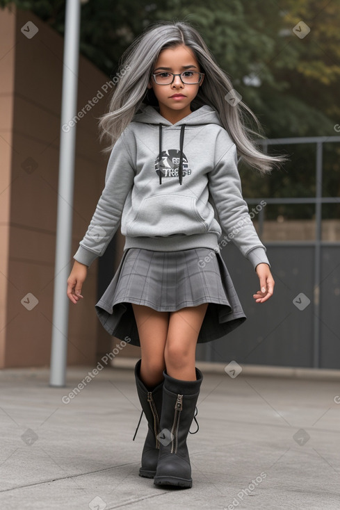 Hispanic child girl with  gray hair