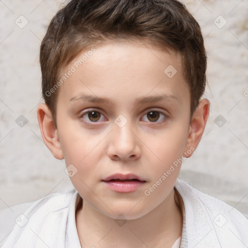 Neutral white child male with short  brown hair and brown eyes