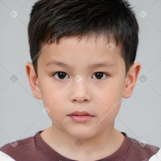 Neutral white child male with short  brown hair and brown eyes