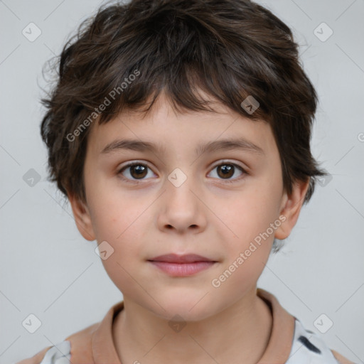 Neutral white child male with short  brown hair and brown eyes