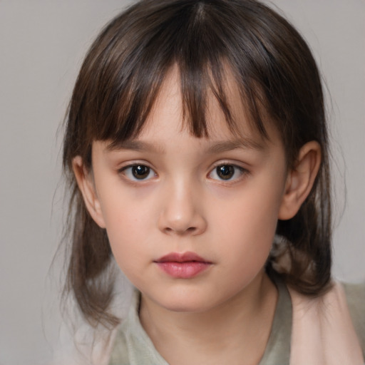 Neutral white child female with medium  brown hair and brown eyes