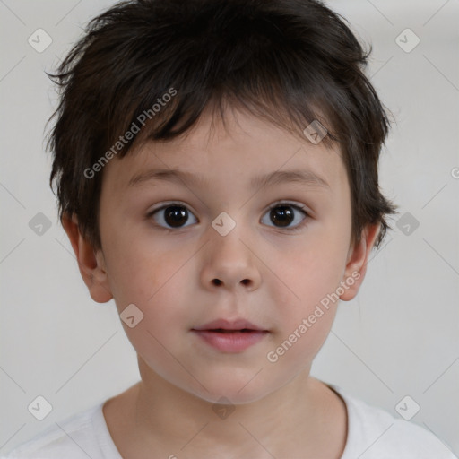 Neutral white child male with short  brown hair and brown eyes