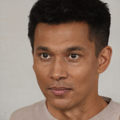 Neutral black young-adult male with short  brown hair and brown eyes