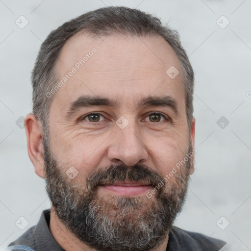 Neutral white adult male with short  brown hair and brown eyes