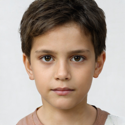 Neutral white child male with short  brown hair and brown eyes