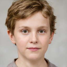 Neutral white child male with short  brown hair and grey eyes