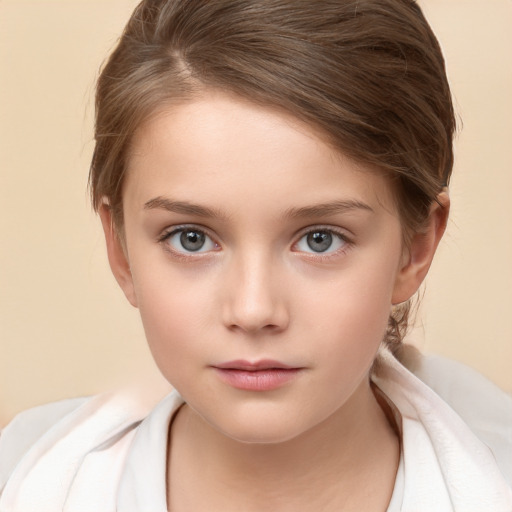 Neutral white child female with medium  brown hair and brown eyes