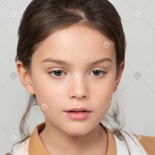 Neutral white child female with medium  brown hair and brown eyes