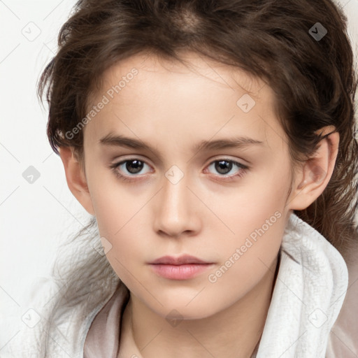 Neutral white child female with medium  brown hair and brown eyes