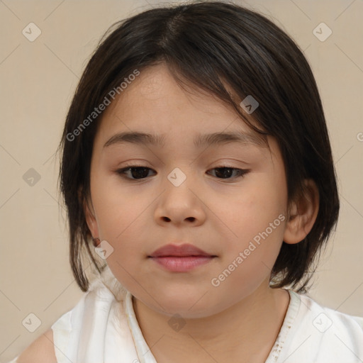 Neutral white child female with medium  brown hair and brown eyes