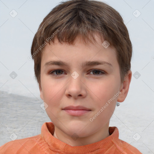 Neutral white child female with short  brown hair and brown eyes