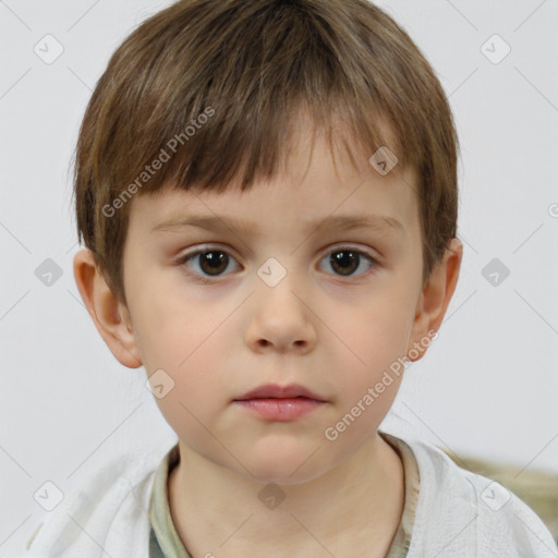 Neutral white child male with short  brown hair and brown eyes