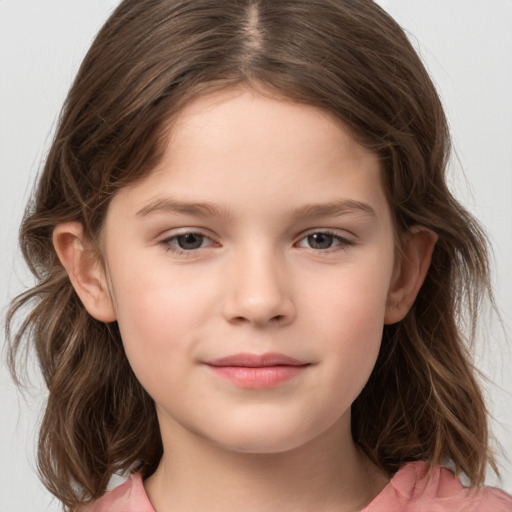 Neutral white child female with medium  brown hair and brown eyes