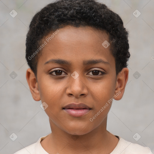 Neutral black child male with short  brown hair and brown eyes