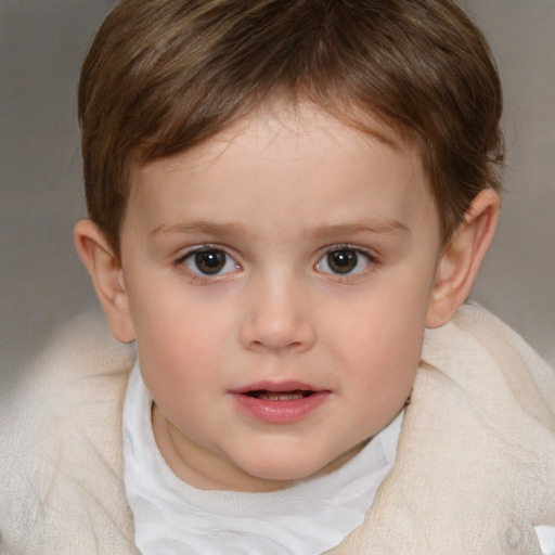 Neutral white child female with short  brown hair and brown eyes