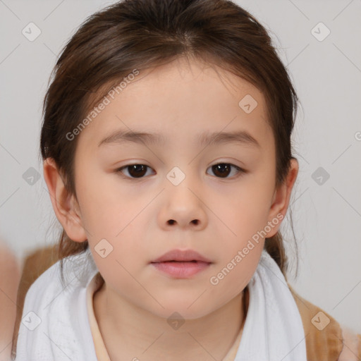 Neutral white child female with medium  brown hair and brown eyes