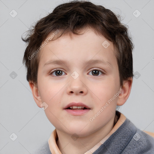 Neutral white child male with short  brown hair and brown eyes