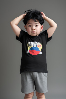 Korean child boy with  black hair