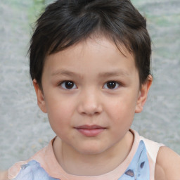 Neutral white child female with short  brown hair and brown eyes