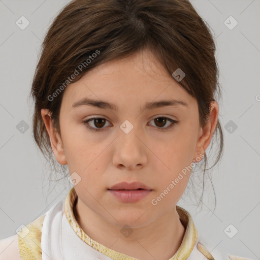 Neutral white child female with medium  brown hair and brown eyes