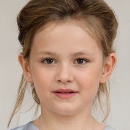 Neutral white child female with medium  brown hair and brown eyes