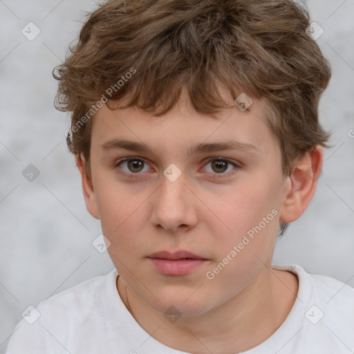 Neutral white child male with short  brown hair and brown eyes