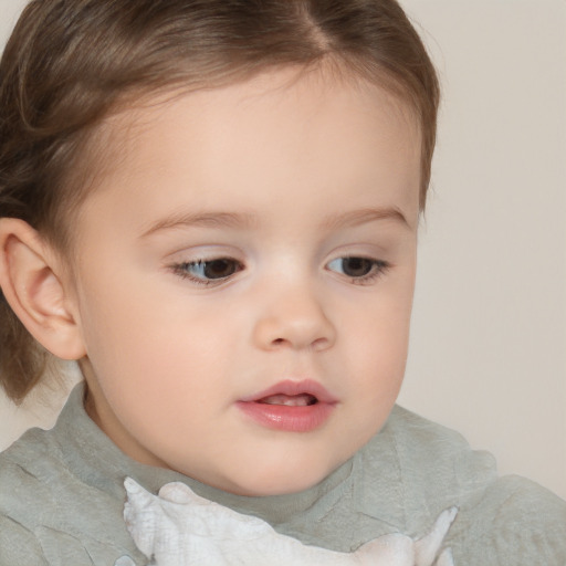 Neutral white child female with medium  brown hair and brown eyes