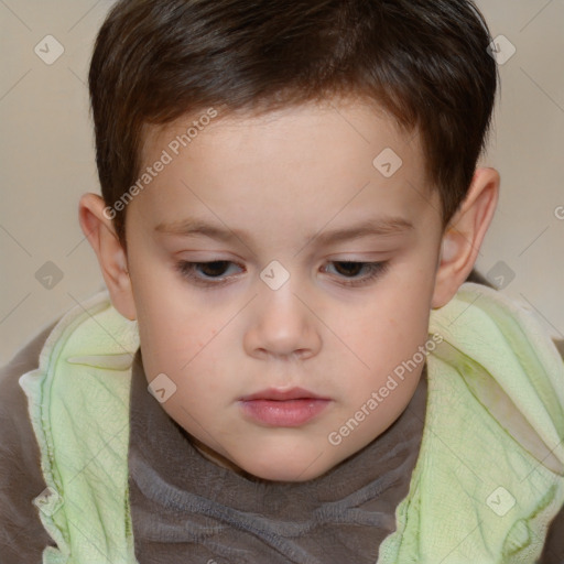 Neutral white child male with short  brown hair and brown eyes