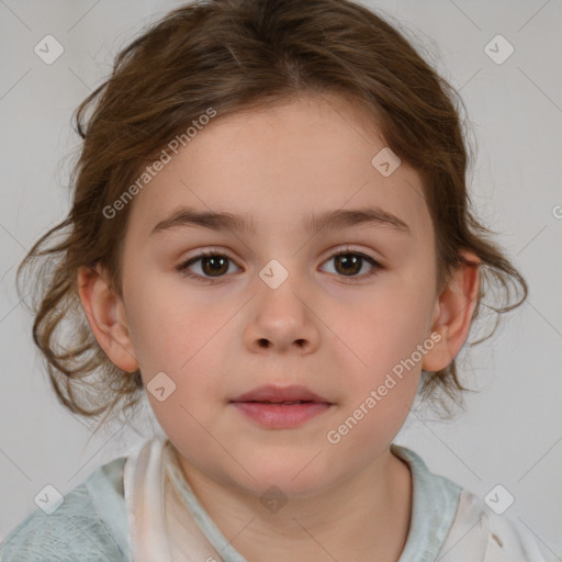 Neutral white child female with medium  brown hair and brown eyes