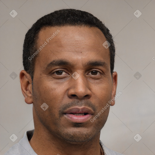 Neutral latino young-adult male with short  brown hair and brown eyes